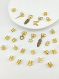 Antique style dirty braid hair rings with leaf design in electroplated gold or silver finish