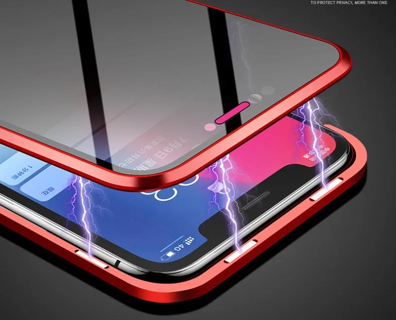 Magnetic anti-peeping phone case for Samsung Galaxy in double-sided glass construction