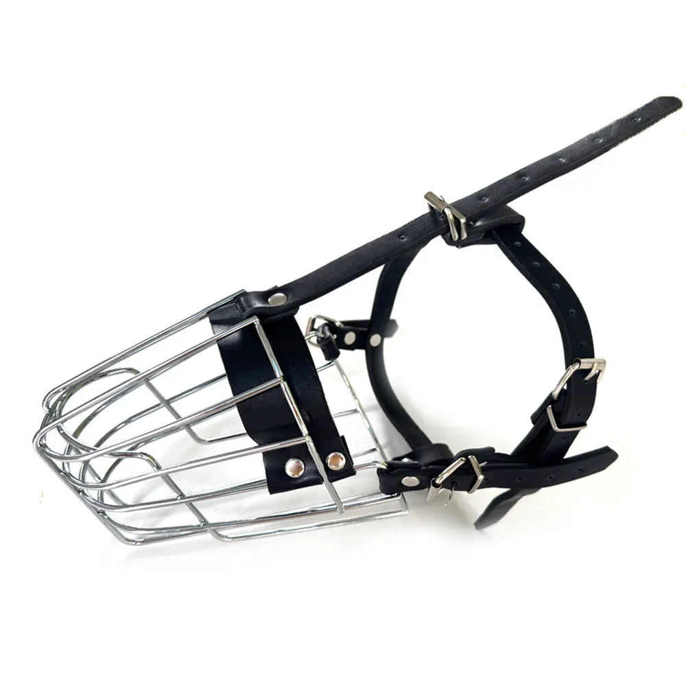 Black metal dog muzzle for golden retriever or German shepherd breeds