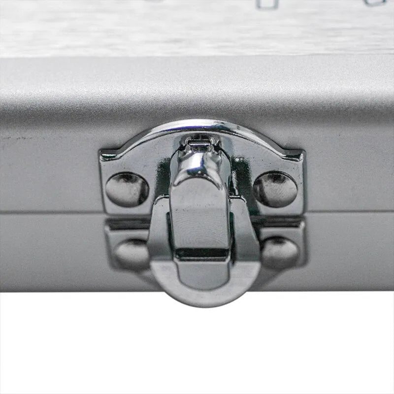 Silver aluminium soldering iron storage box with compact 154mm dimensions