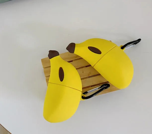 Yellow banana design silicone protective case for Apple AirPods Pro headphones