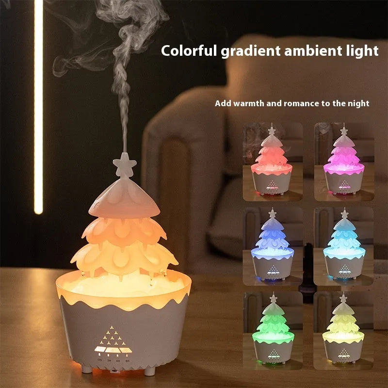 White column-shaped essential oil aroma diffuser with timer and mute operation, 15.2 x 15.2 x 24 cm