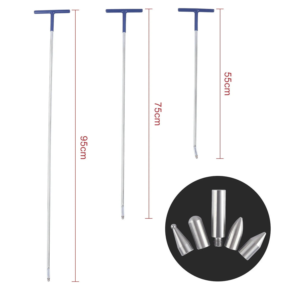 Three-piece alloy steel car dent repair tool set with hook crowbars for body panel maintenance