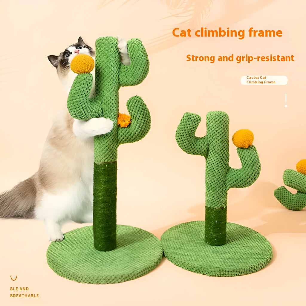 Masson Cactus design cat scratch board and climbing frame with sisal scratching surfaces.