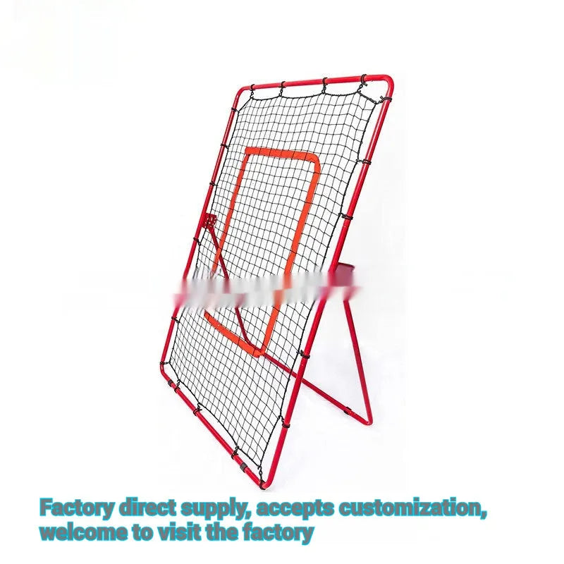 Red 4x6FT portable baseball training net with adjustable metal frame for backyard sports practice