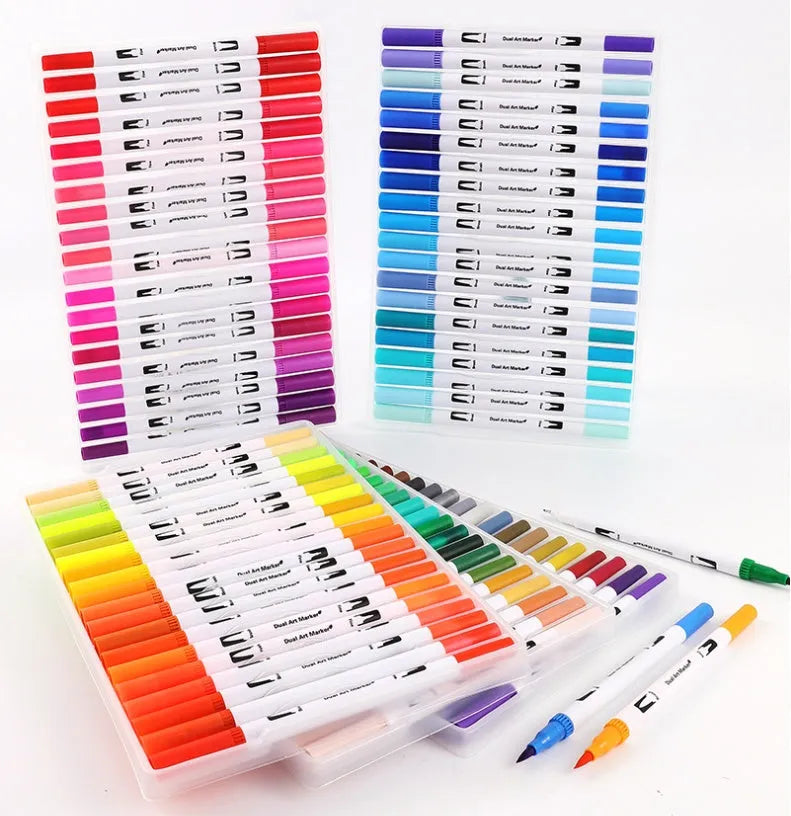 Set of watercolour pens in a case, showing multiple colour options for art and promotional projects.