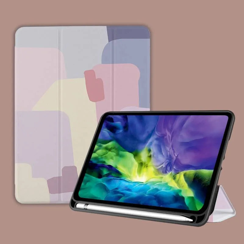 Three fold silicone shell tablet case with cute cartoon pattern for iPad 9.7 10.5 10.2 inch