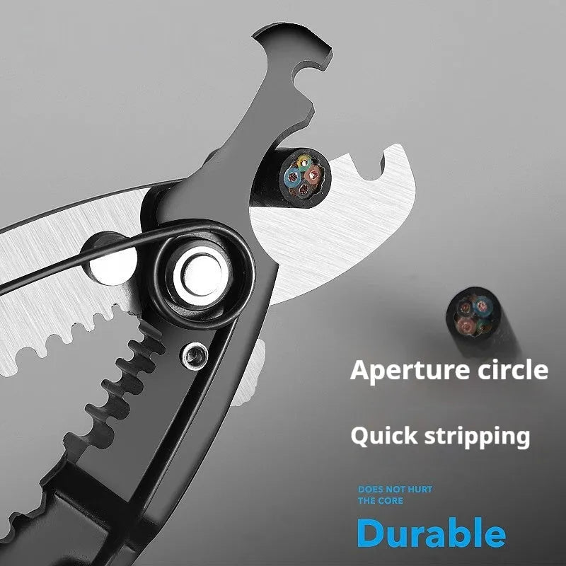 Automatic wire stripping pliers for electrical work with high carbon steel blades