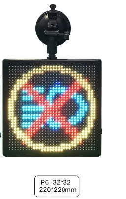 Black ABS car LED expression light showing full-color display on a square screen