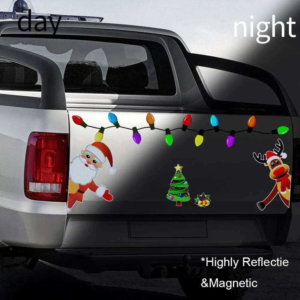 Christmas elk reflective magnetic car decoration sticker in cartoon style
