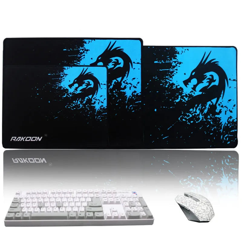 Mouse pad with textured surface and non-slip rubber base on a desk