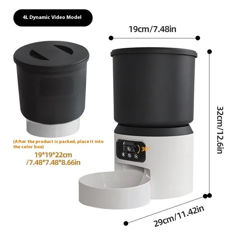 4L smart pet feeder with automatic timer and optional camera monitoring features