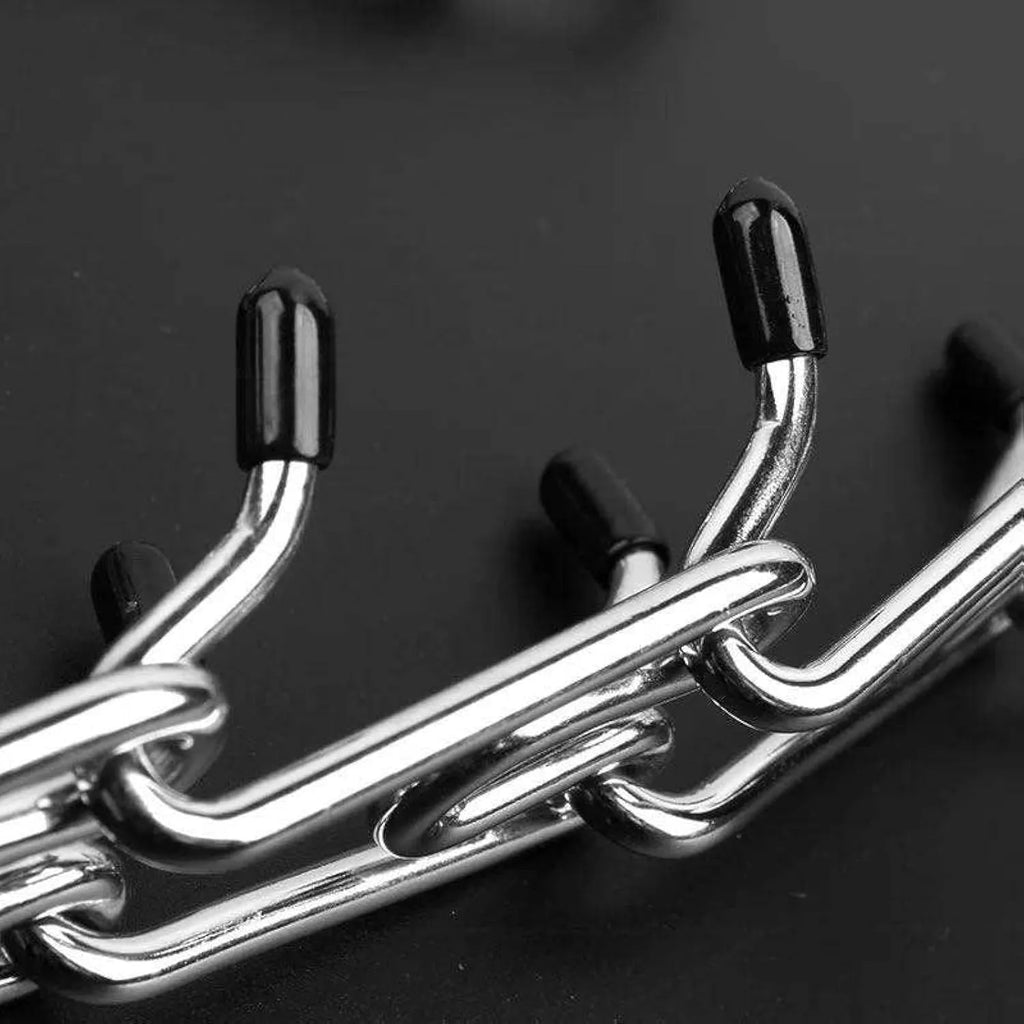 Stainless steel dog pinch collar with comfort rubber tips and adjustable chain links