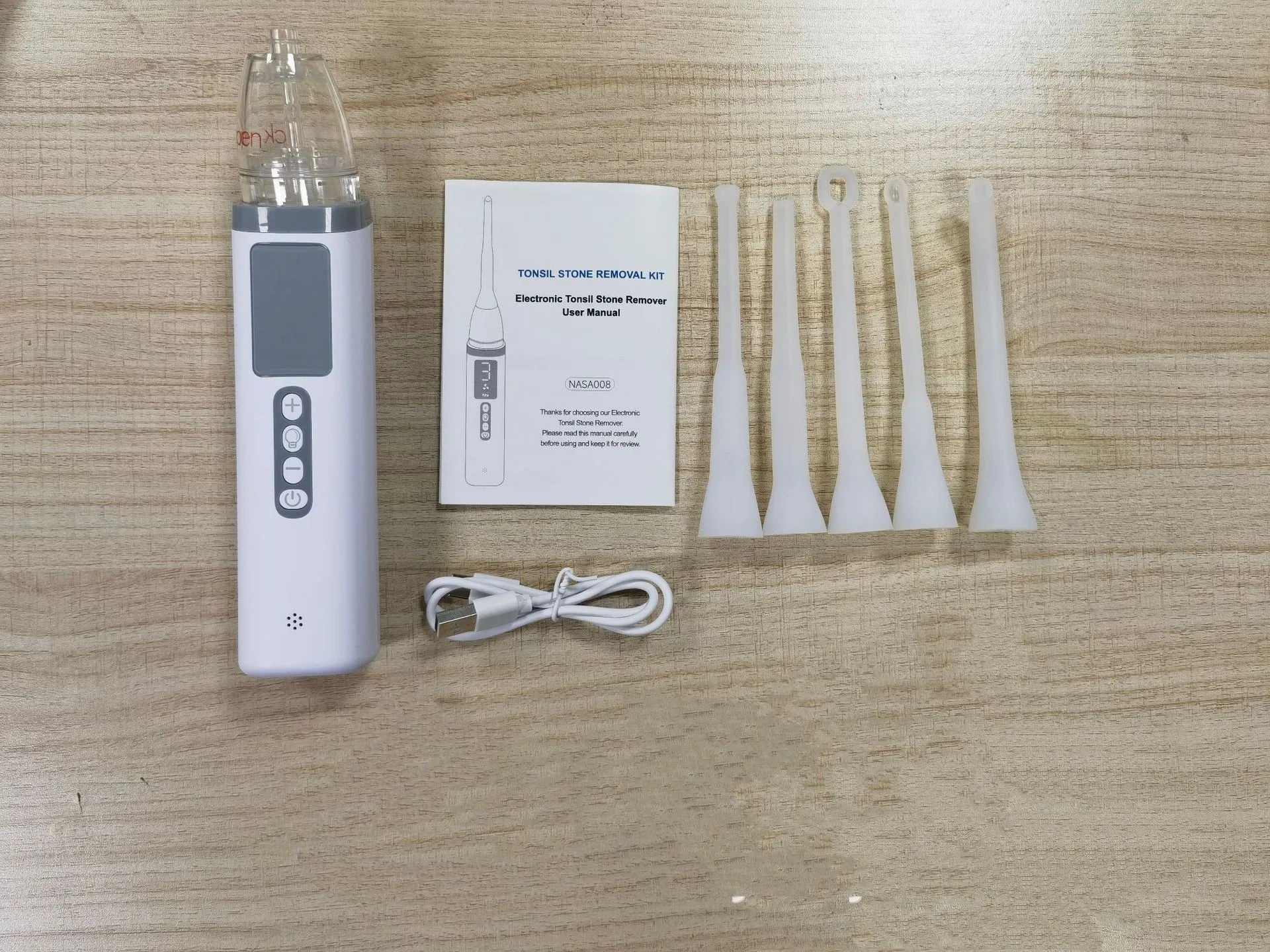 Milky white tonsil extractor oral cleaning tool for dental stones removal with 180g net weight