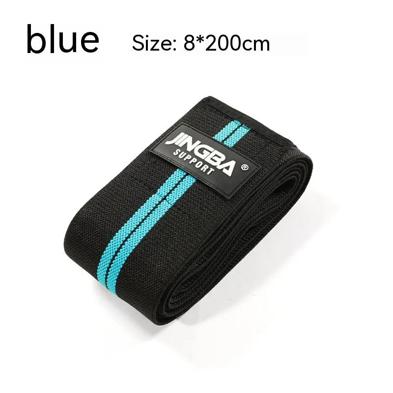 Adjustable free-size sports knee pads in blue, yellow, red, and grey for adult weightlifting and cycling