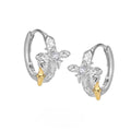 925 sterling silver cross earrings with geometric design and white gold colour finish