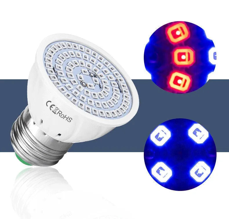 White LED plant growth lamp with 80 beads for indoor potted plants up to 80 square centimetres