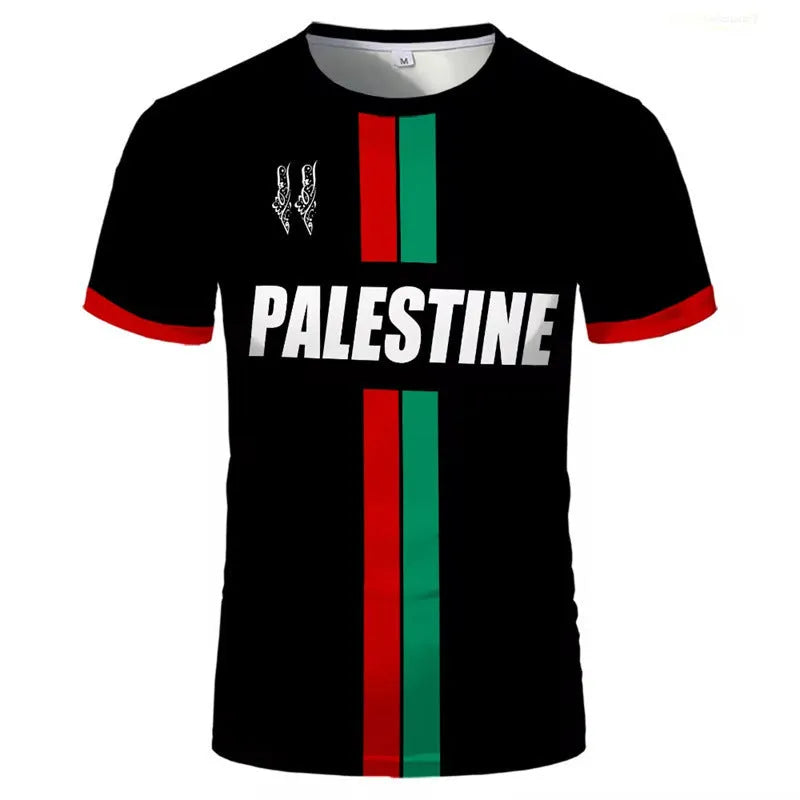Men's black 3D printed football t-shirt with stereoscopic pattern and half sleeves