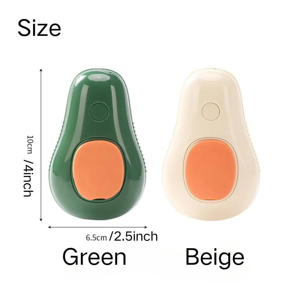 Green and white cat steam brush with water spray system and silicone teeth for pet grooming