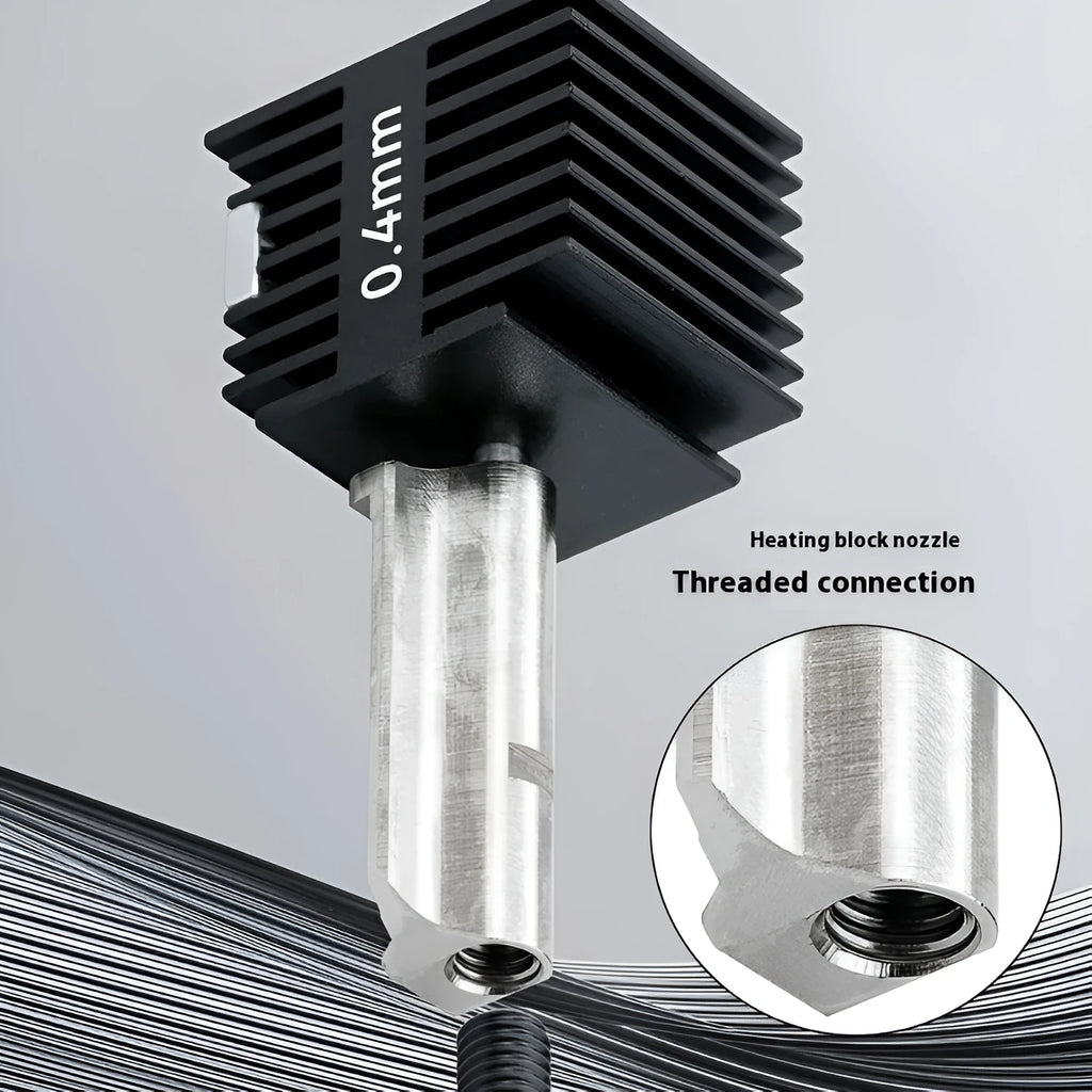 Bambu Lab A1 Mini hot end assembly with hardened steel nozzle and black silicone sock