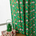 Christmas curtain with snowman and angel cartoon print in green or red colour