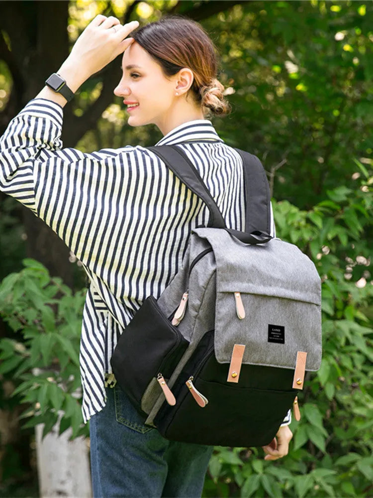 LAND Mommy large capacity diaper backpack with changing mat in oxford cloth