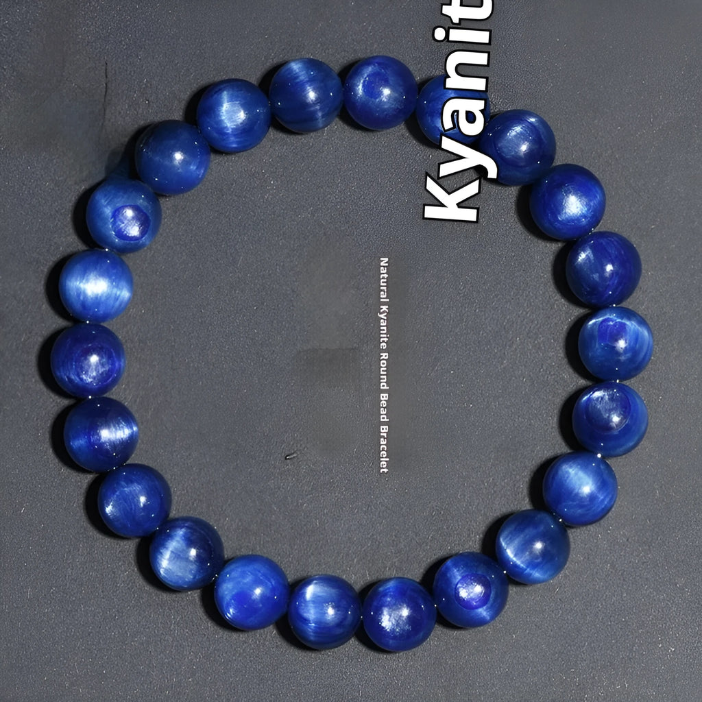 Natural blue crystal bracelet with geometry shape and Ruyi elements in polished finish