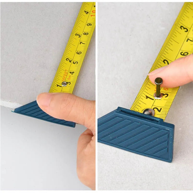 Blue aluminium and TPR plastic multifunctional woodworking cutter with measuring scale.