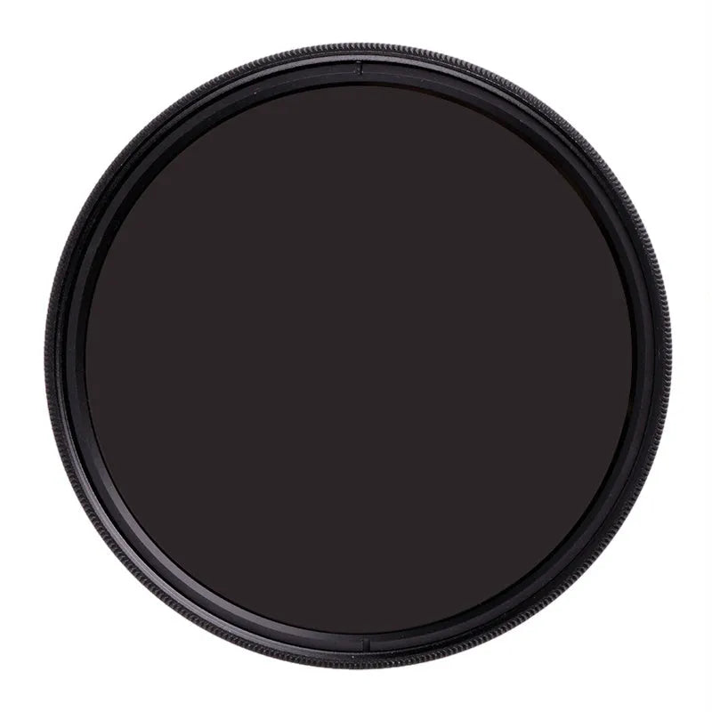 ND8 digital camera filter with aviation aluminium frame showing lens thread sizes from 49mm to 82mm.