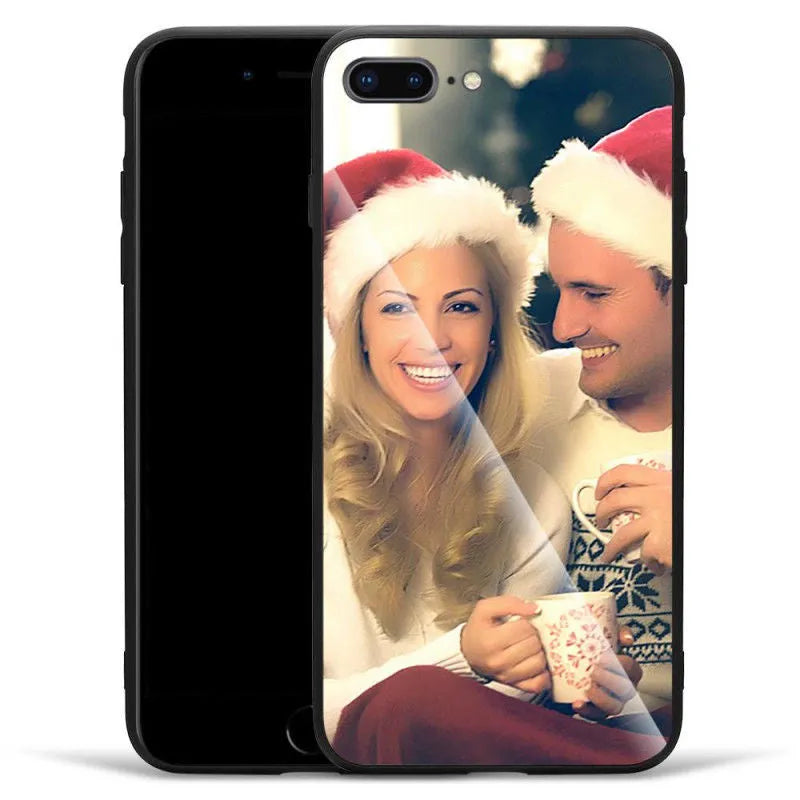 Custom patterned slim iPhone case showing raised edges protecting camera and screen on a compatible phone.