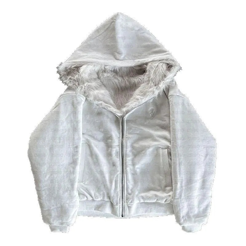A casual loose-fit black or white polyester coat for men and women, cardigan style with long sleeves.