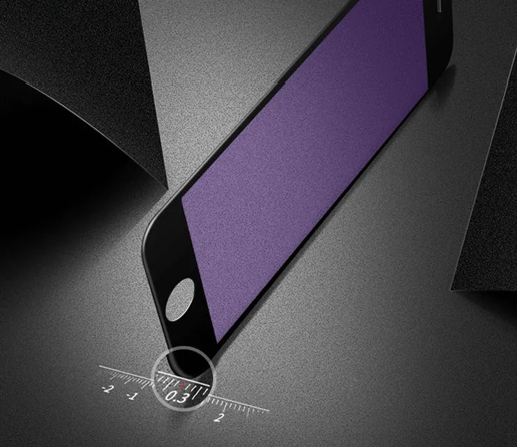 iPhone tempered glass screen protector with carbon fibre edge in black and white colour options