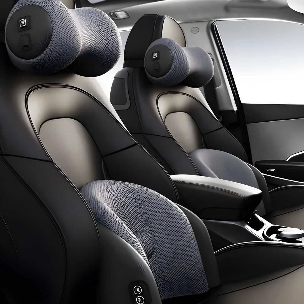 Memory cotton car seat massage cushion with electric waist massage and separate headrest