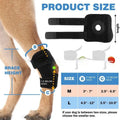 Black polyester dog leg guard for joint protection and ACL rehabilitation in three sizes