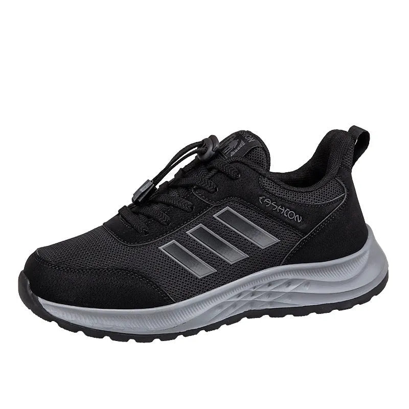 Men's and women's elastic band mom shoes with mesh upper in multiple colours and sizes.