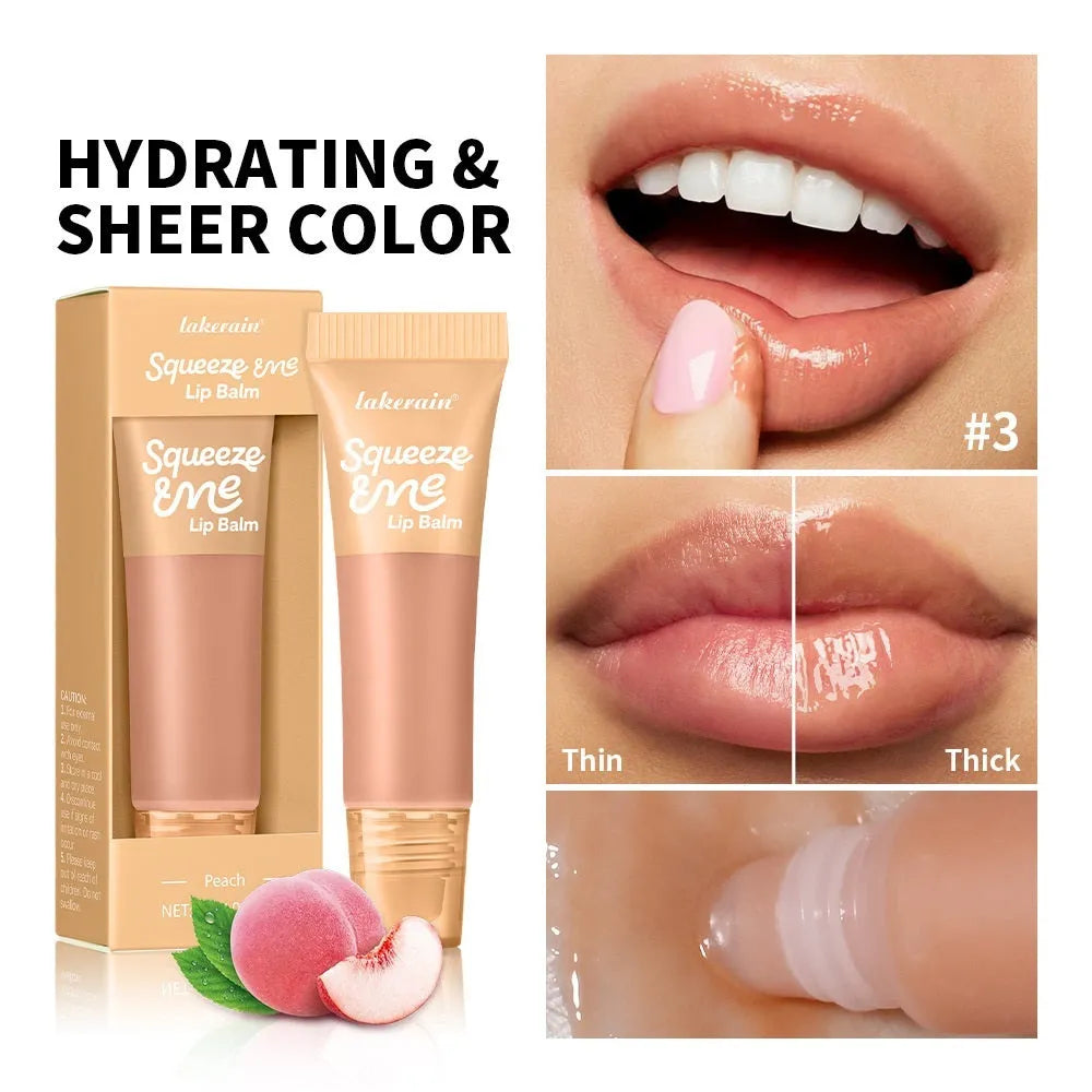 Sweet fruit flavour moisturising squeeze lip balm in 6g tube with five flavour options: Grape, Honeydew, Peach, Strawberry, and Vanilla Frosting