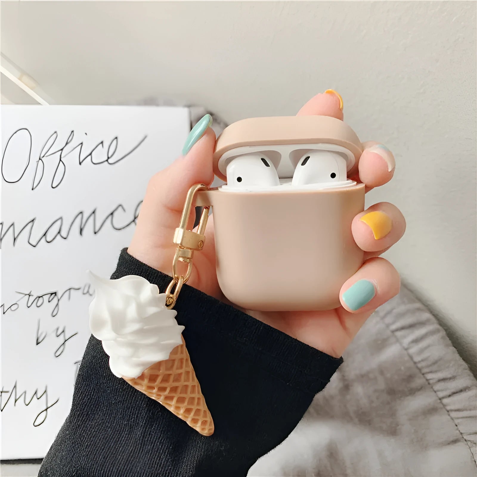 Cylinder ice cream design silicone case protector for Apple AirPods 2 wireless headset in assorted colours