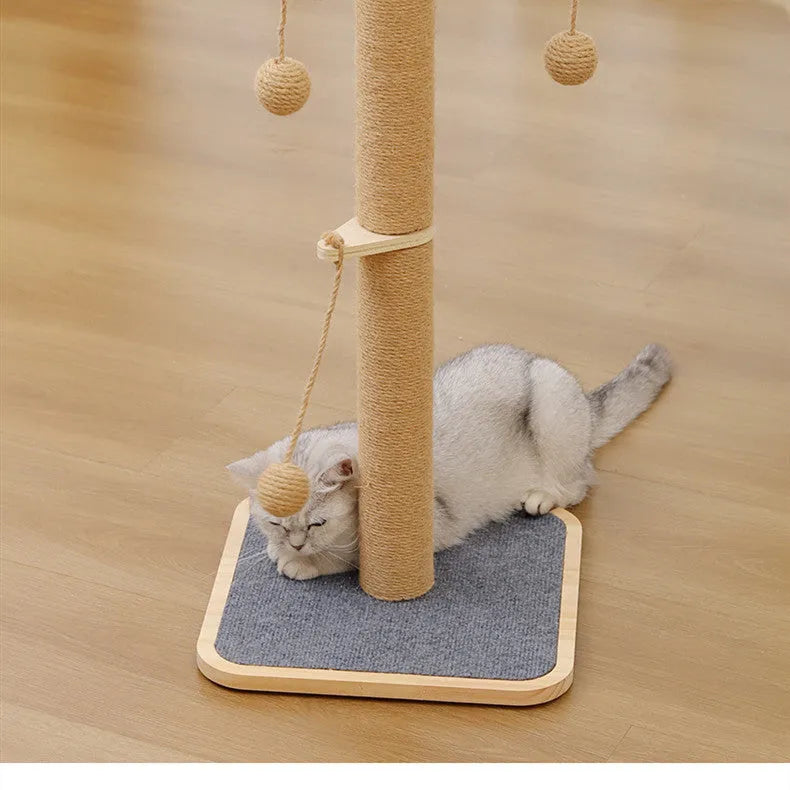 Windmill Hanging Ball Cat Climbing Frame toy made from pine wood and carpet leather