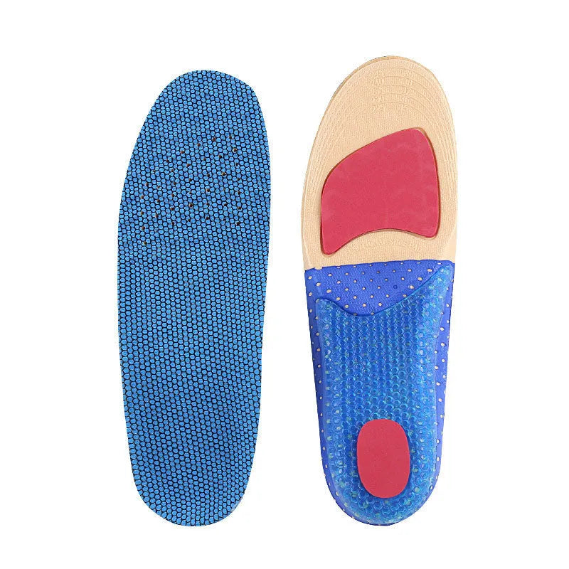Sweat absorbing breathable insole in blue with polyester mesh and EVA construction for sports and leisure shoes