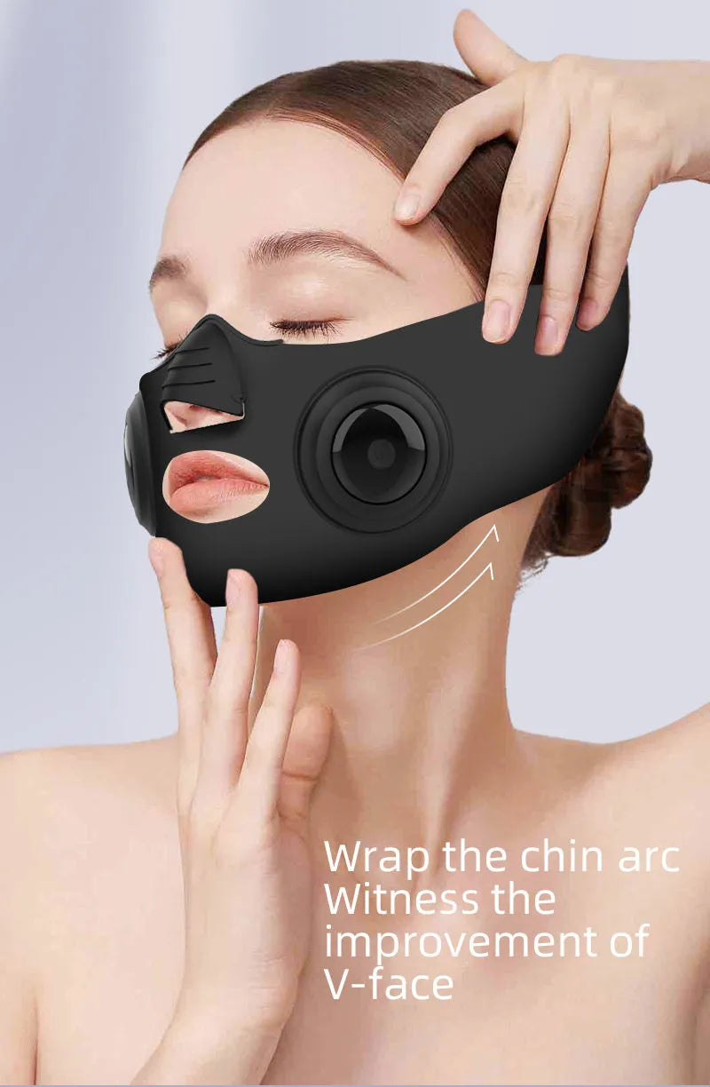 Black wearable photon beauty mask facial device with USB connector and 4 gear settings