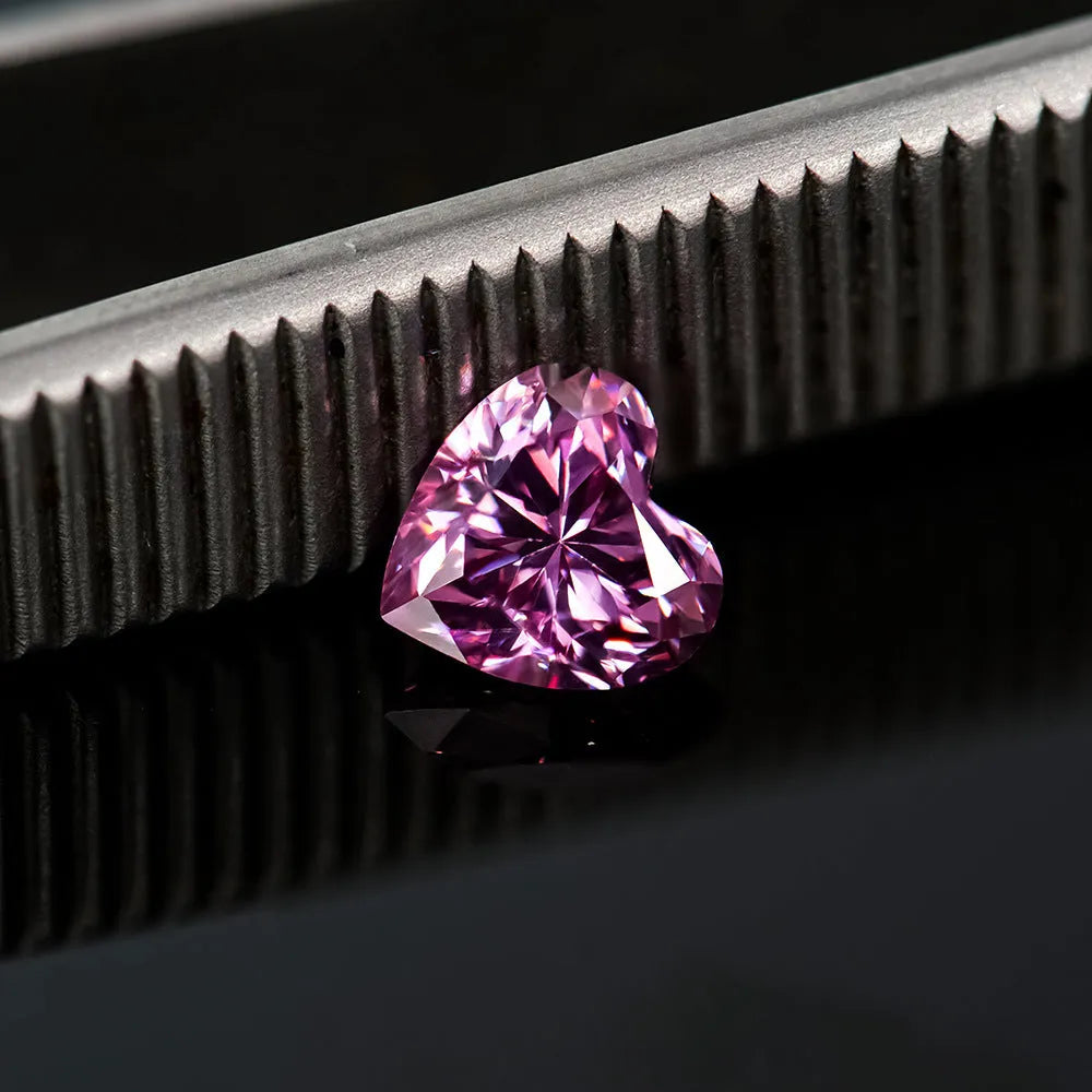 Heart-shaped moissanite stone in lemon yellow colour with precise facets and measurements