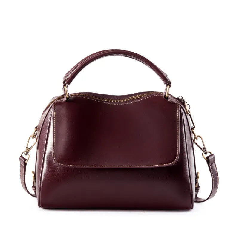 Women's genuine leather crossbody tote bag in street trend style with internal organisation compartments