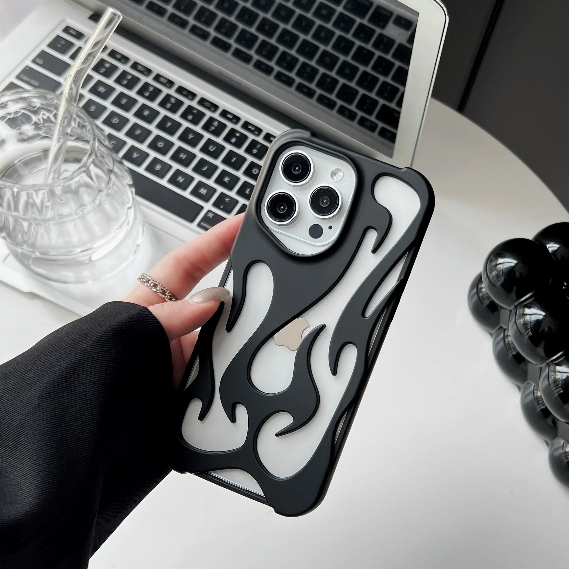 Electroplated hollow flame pattern soft TPU phone case for Apple iPhone in gold colour