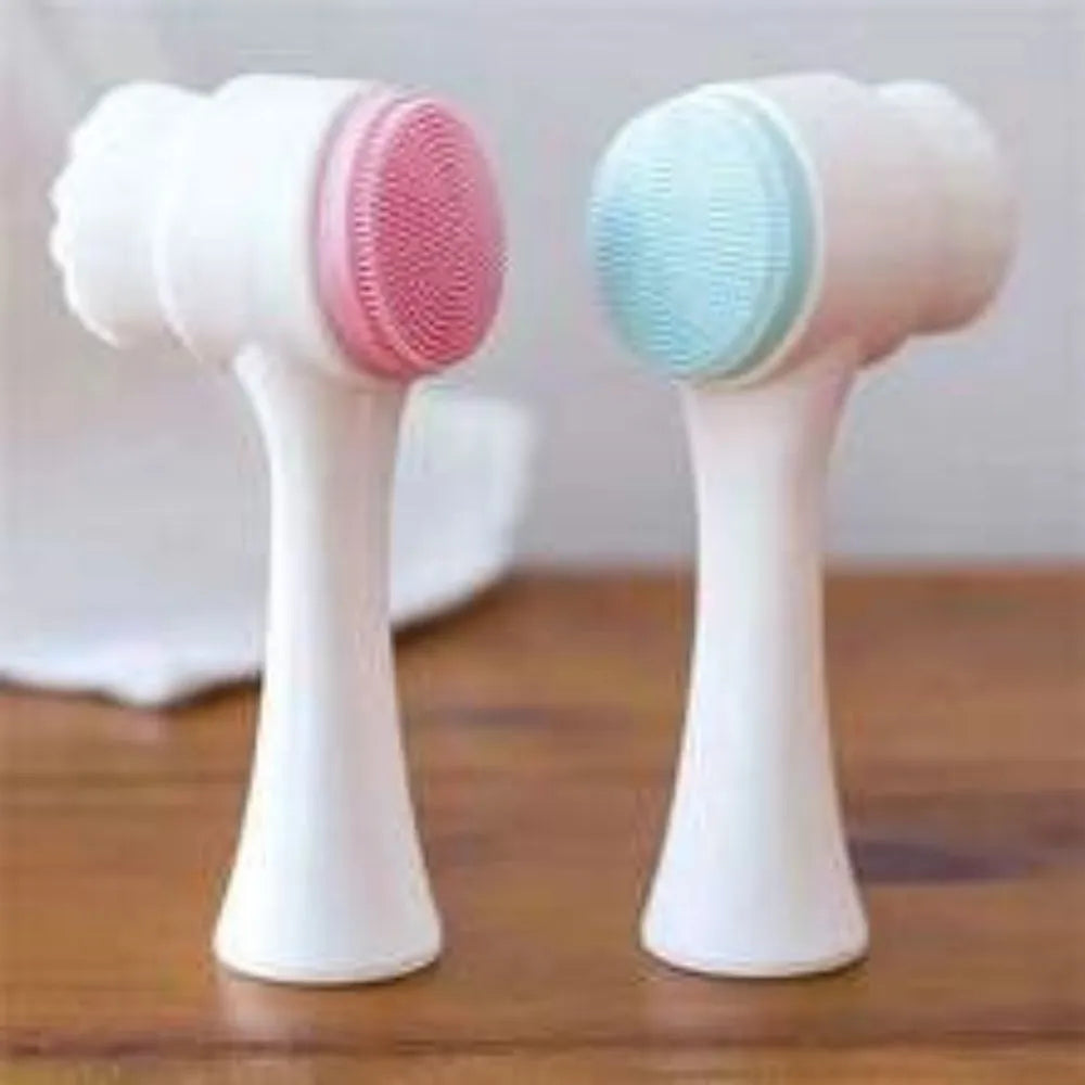 Blue nylon pet paw brush for dog and cat grooming with soft bristles
