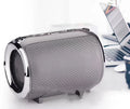 Portable metal-cased subwoofer sound system in black, blue, gold, red, or silver with USB port and control buttons.