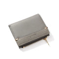 Ladies folded short wallet with zipper closure in PU leather, shown open to reveal multiple card slots and internal compartments.