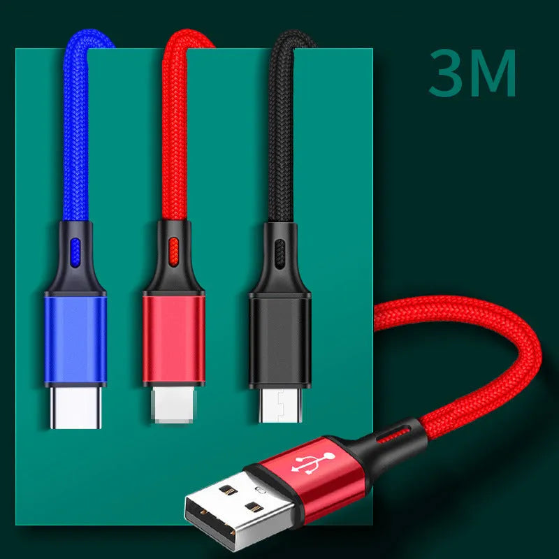 2 metre USB TYPE C charging cable for mobile phones in multiple colours