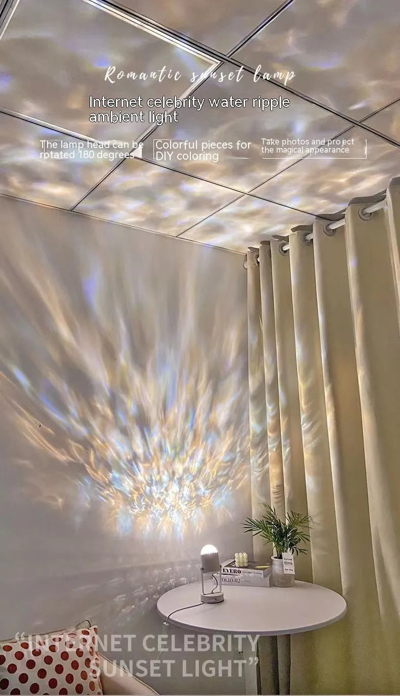 Dynamic water ripple ambience light table lamp with ceiling and desktop mounting styles