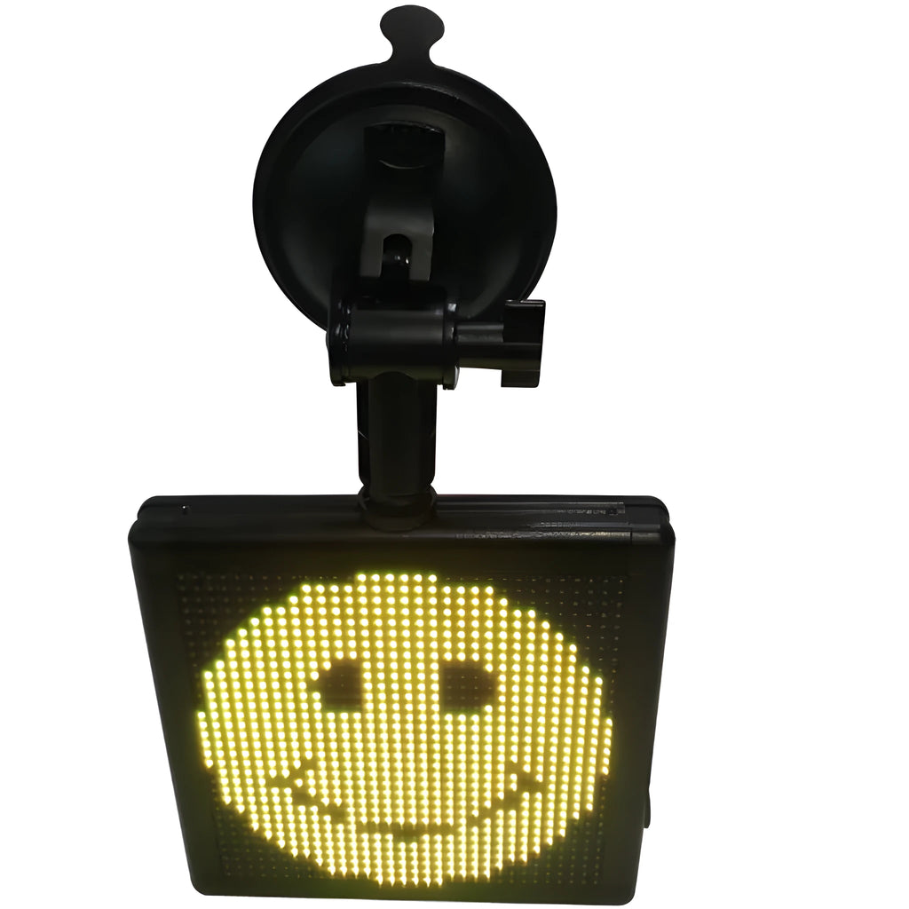 Black ABS car LED expression light showing full-color display on a square screen