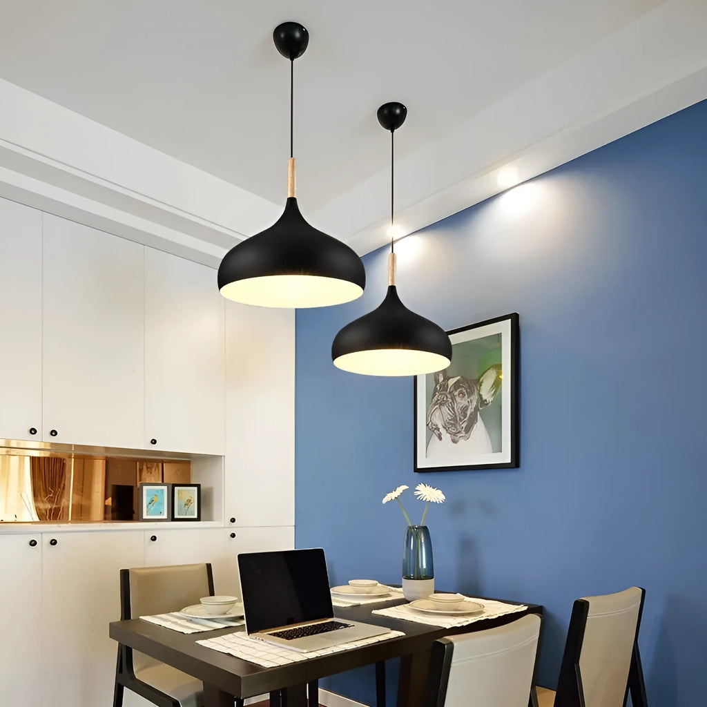 Modern single head fishline pendant lamp chandelier with adjustable height in black, blue, green, grey, pink or yellow